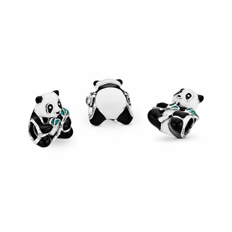 Pandora Sweet Panda Charm - Sterling Silver/Mixed-Enamel/Black - Canada | ZK2918JS